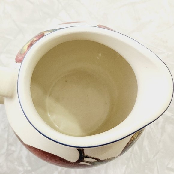 Pier 1 Macintosh Earthenware Creamer 12 oz pitcher 4" England apples cherries - Picture 8 of 11